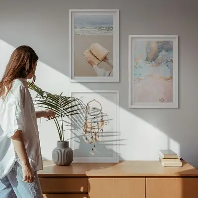 Kompozice obrazů na zeď abstraktní moře v boho stylu