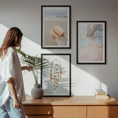 Kompozice obrazů na zeď abstraktní moře v boho stylu