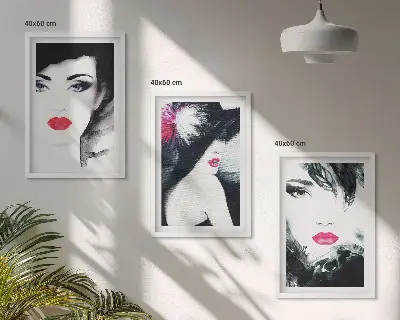 Sada obrazů do obývacího pokoje portréty žen se rty