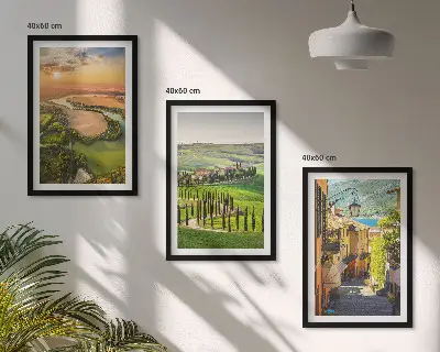 Sada 3 obrazů italské krajiny s říčními ulicemi