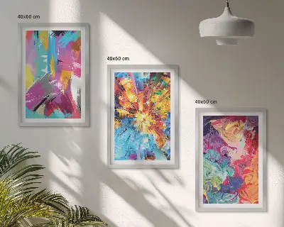 Sada obrazů do obývacího pokoje s barevnými abstraktními vzory