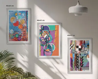 Barevné abstraktní kruhy geometrie sada 3 obrazů