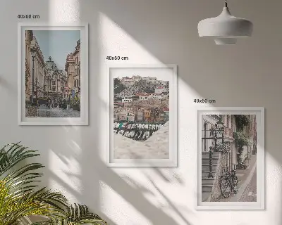 Sada 3 obrazů okouzlující uličky v městském přístavu