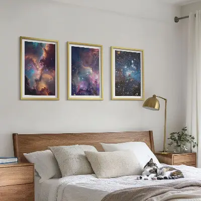 Kosmické hvězdné krajiny sada 3 obrazů