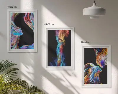 Barevné abstraktní tváře sada 3 obrazů