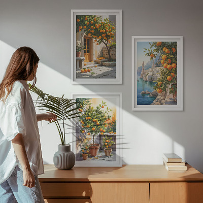 Sada obrazů do obývacího pokoje Malované citrusové krajiny