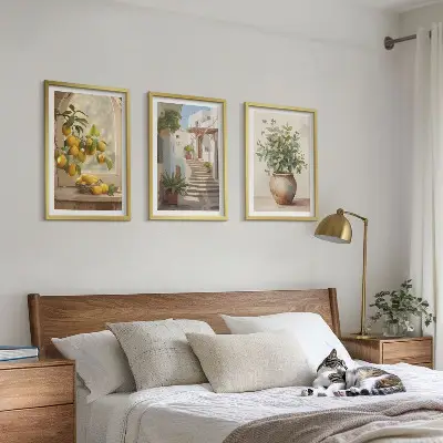 Citrony ve váze s rostlinami sada 3 obrazů