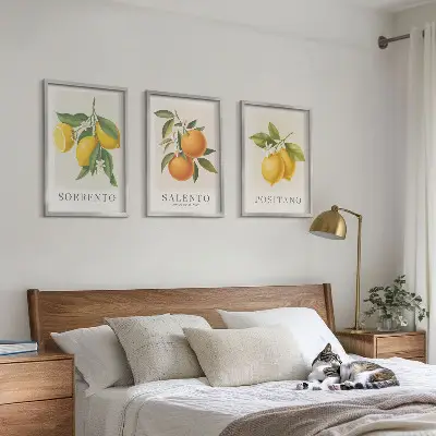 Sada obrazů do obývacího pokoje s motivem amalfských citronů a pomerančů