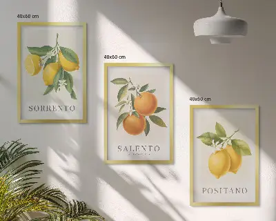 Sada obrazů do obývacího pokoje s motivem amalfských citronů a pomerančů