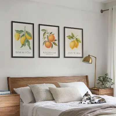 Sada obrazů do obývacího pokoje s motivem amalfských citronů a pomerančů