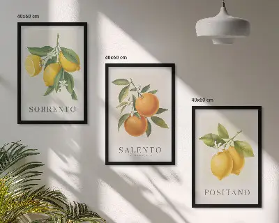 Sada obrazů do obývacího pokoje s motivem amalfských citronů a pomerančů