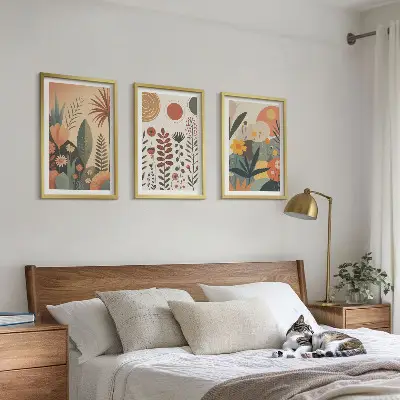 Kompozice obrazů na stěnu s boho rostlinnými motivy přírody