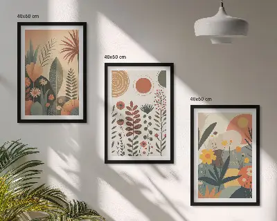 Kompozice obrazů na stěnu s boho rostlinnými motivy přírody
