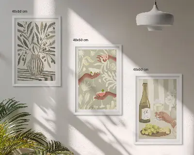 Rustikální koktejly z olivových květů sada 3 obrazů