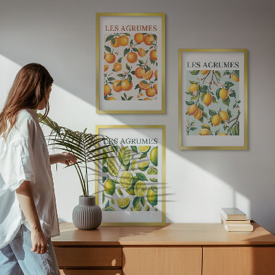 Sada obrazů do obývacího pokoje Ovocné citrusové pastelové vzory