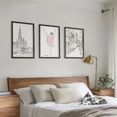 Sada 3 obrazů stylové baletky a architektura
