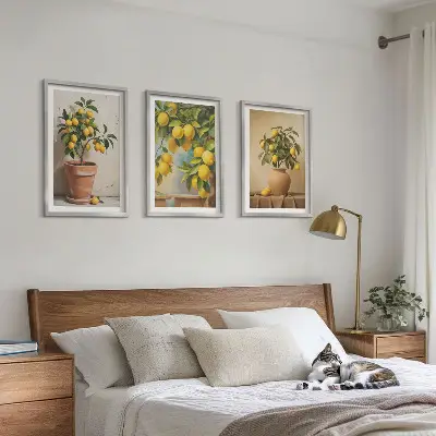 Sada 3 obrazů citroníky v květináči a váze