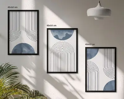 Abstraktní modré vzory sada 3 obrazů