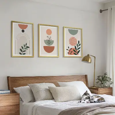 Sada obrazů do obývacího pokoje moderní rostlinné motivy