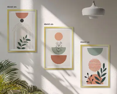 Sada obrazů do obývacího pokoje moderní rostlinné motivy