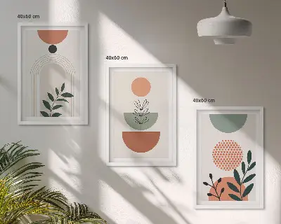Sada obrazů do obývacího pokoje moderní rostlinné motivy