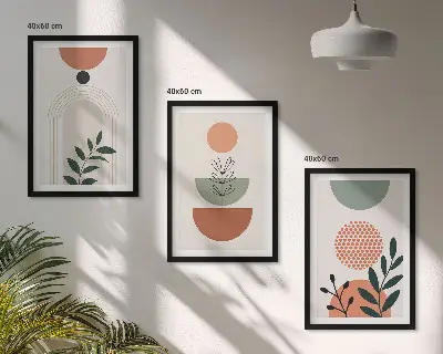 Sada obrazů do obývacího pokoje moderní rostlinné motivy