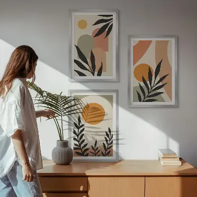 Abstraktní tvary rostlin sada 3 obrazů