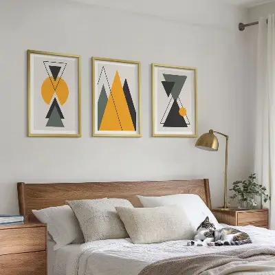 Kompozice obrazů na stěnu abstraktní geometrické tvary