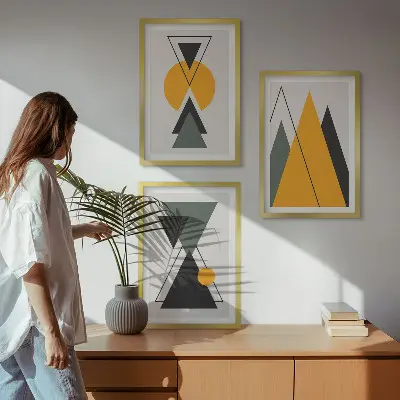 Kompozice obrazů na stěnu abstraktní geometrické tvary