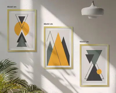 Kompozice obrazů na stěnu abstraktní geometrické tvary