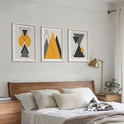 Kompozice obrazů na stěnu abstraktní geometrické tvary