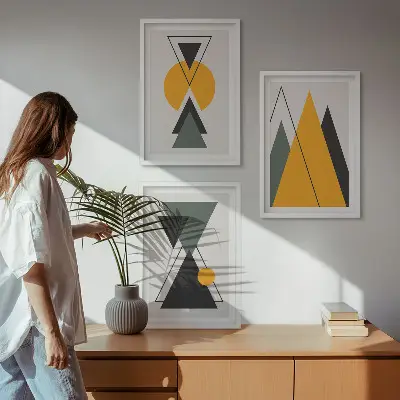 Kompozice obrazů na stěnu abstraktní geometrické tvary