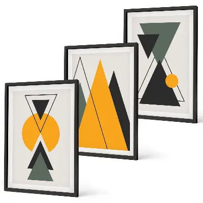 Kompozice obrazů na stěnu abstraktní geometrické tvary