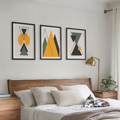 Kompozice obrazů na stěnu abstraktní geometrické tvary