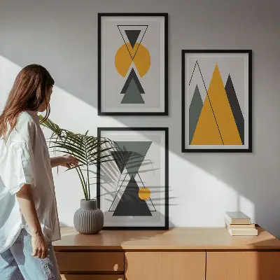 Kompozice obrazů na stěnu abstraktní geometrické tvary