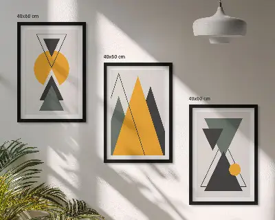 Kompozice obrazů na stěnu abstraktní geometrické tvary