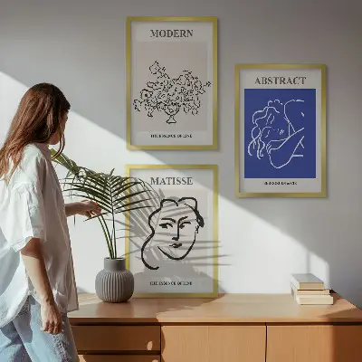 Sada obrazů do obývacího pokoje moderní plakáty v duchu Matisse