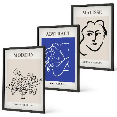 Sada obrazů do obývacího pokoje moderní plakáty v duchu Matisse