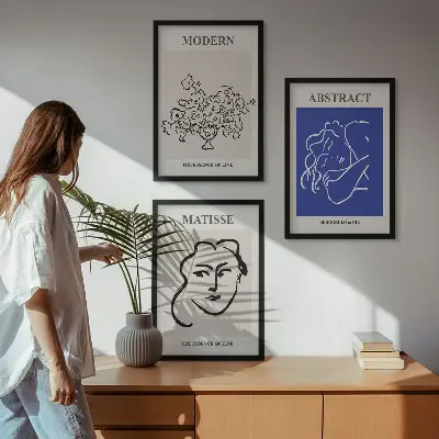 Sada obrazů do obývacího pokoje moderní plakáty v duchu Matisse