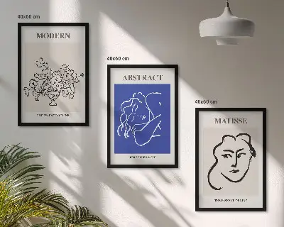 Sada obrazů do obývacího pokoje moderní plakáty v duchu Matisse