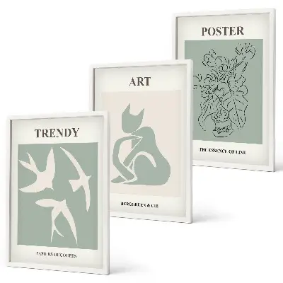 Sada 3 obrazů stylové ilustrace ve stylu Matisse