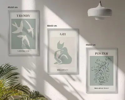 Sada 3 obrazů stylové ilustrace ve stylu Matisse