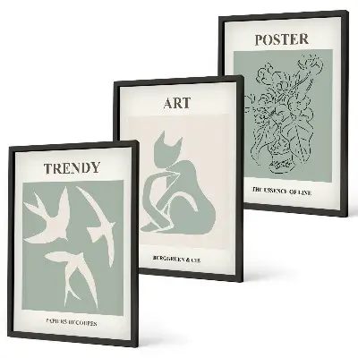 Sada 3 obrazů stylové ilustrace ve stylu Matisse