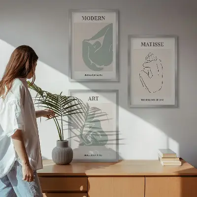 Sada obrazů do obývacího pokoje abstraktní pastelové postavy