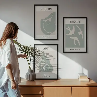 Sada 3 obrazů abstraktní postavy ve stylu Matisse