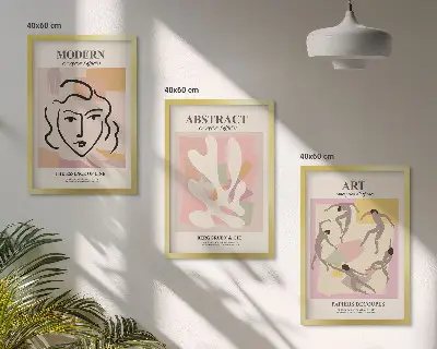 Sada obrazů do obývacího pokoje stylové portréty v pastelových barvách
