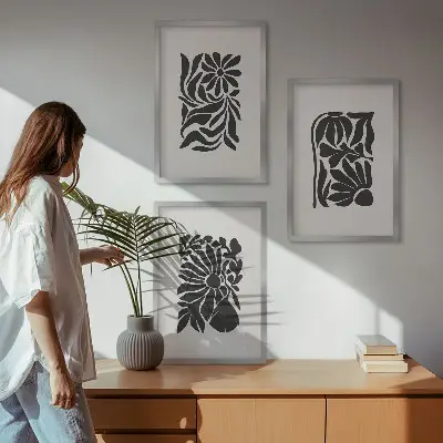 Abstraktní rostlinné vzory sada 3 obrazů