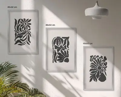 Abstraktní rostlinné vzory sada 3 obrazů