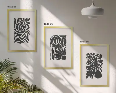 Abstraktní rostlinné vzory sada 3 obrazů