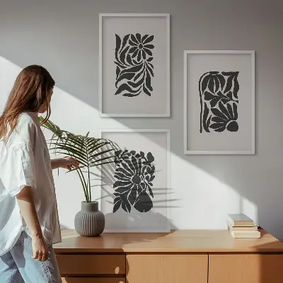 Abstraktní rostlinné vzory sada 3 obrazů